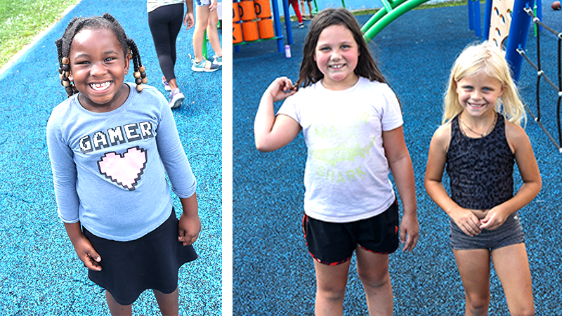 girls smiling playground